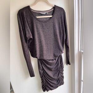 Athleta Dress Long Sleeve Ruched Brown Heather Dress